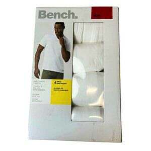 Bench Men’s White V-Neck T-Shirts 4-Pack – Size M Cotton Stretch